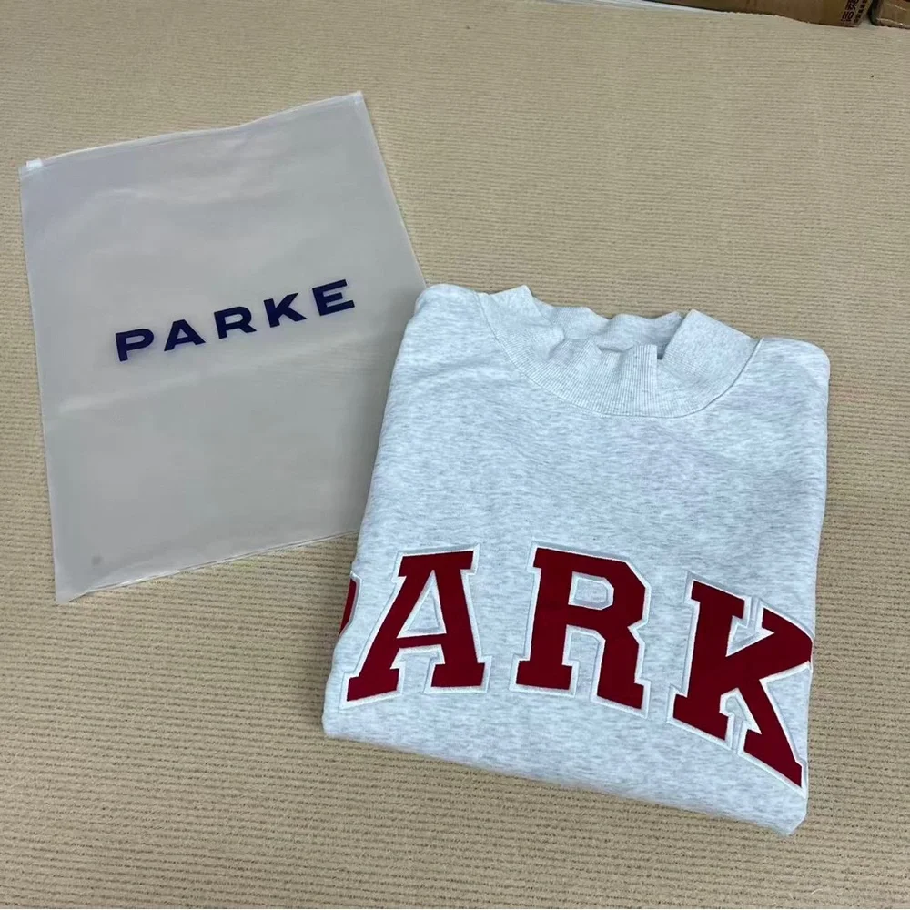 PARKE Light Gray Crewneck Sweatshirt with Red Lettering - Picture 5 of 6